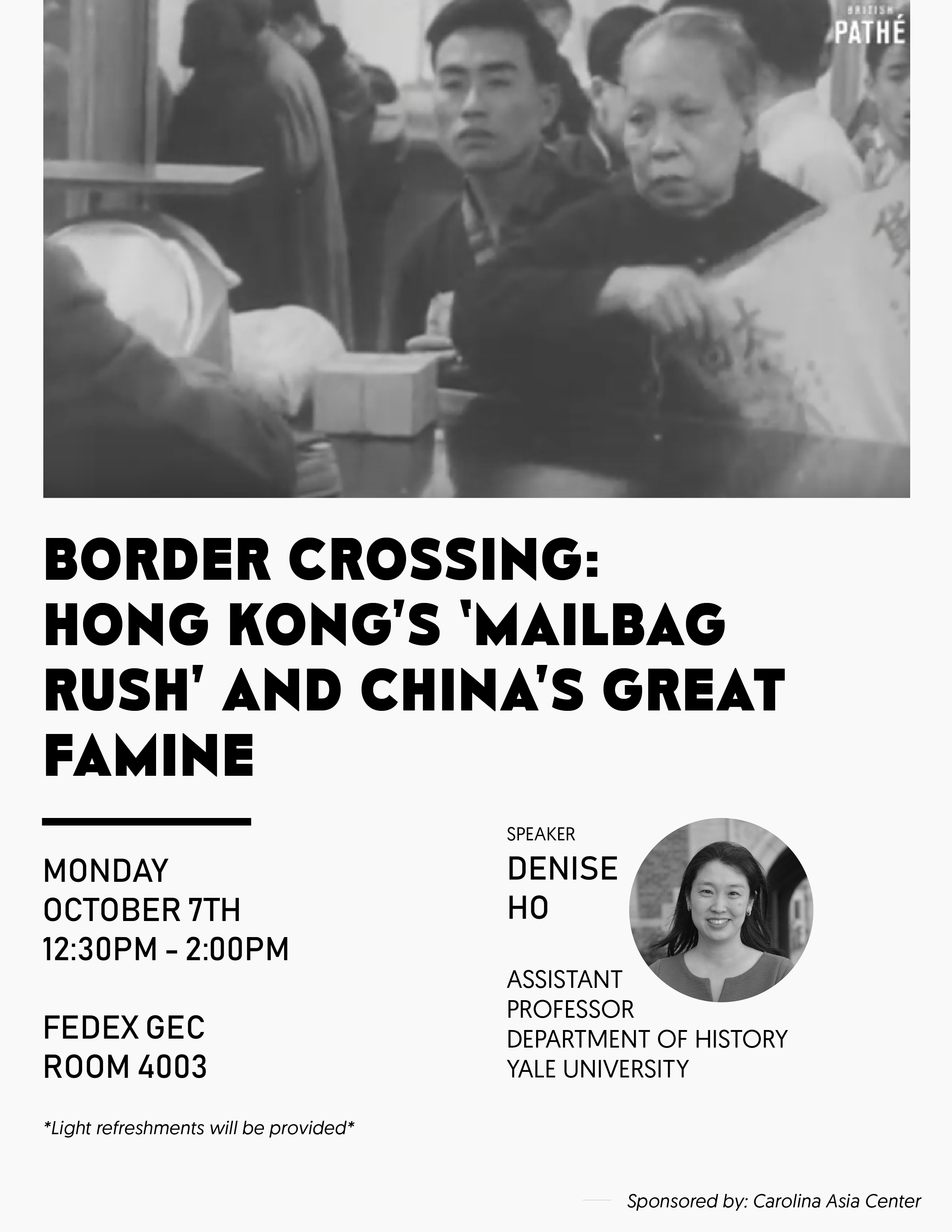 Border Crossing: Hong Kong's Mailbag Rush and China's Famine on October 7th, 12:30PM