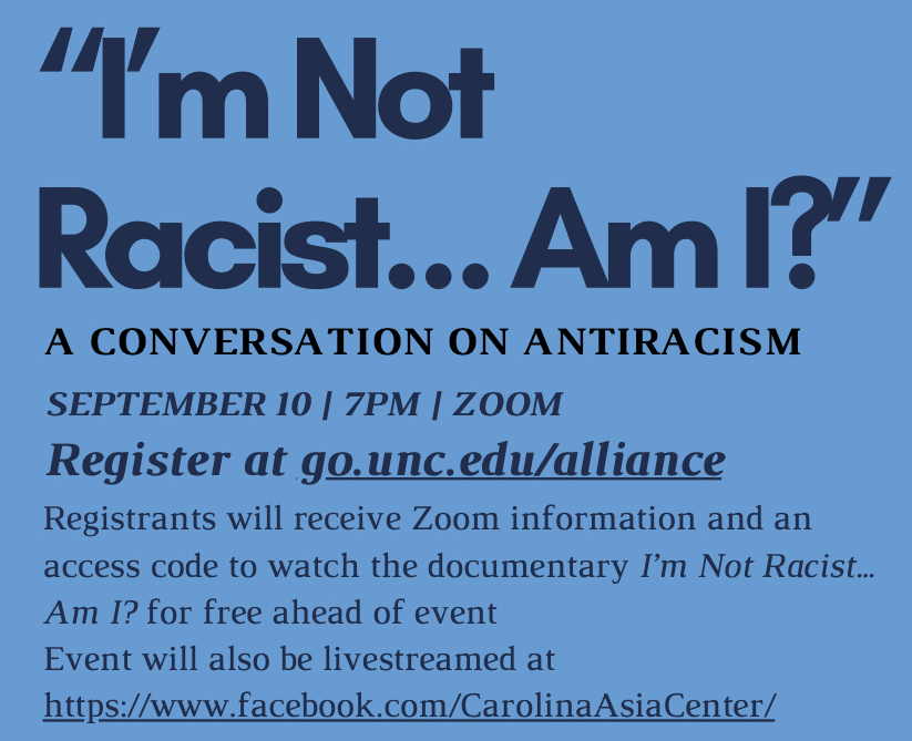 “I’m Not Racist … Am I?”: A Conversation about Antiracism on Thursday, Sept 10, 7:00PM