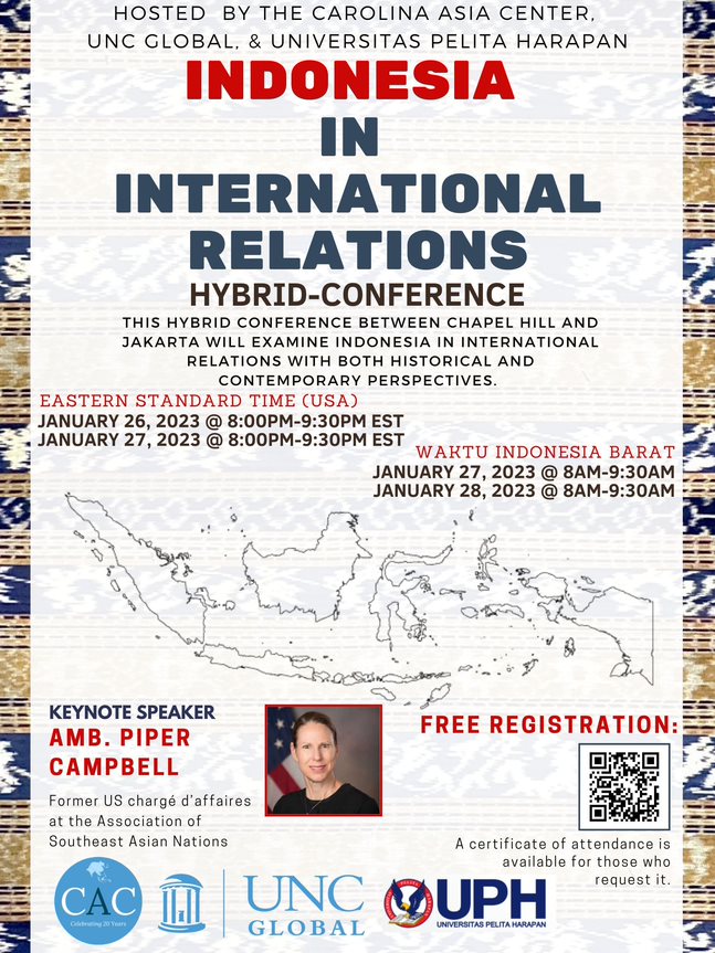 Flyer for the conference "Indonesia in International Relations", January 26-27, 2023