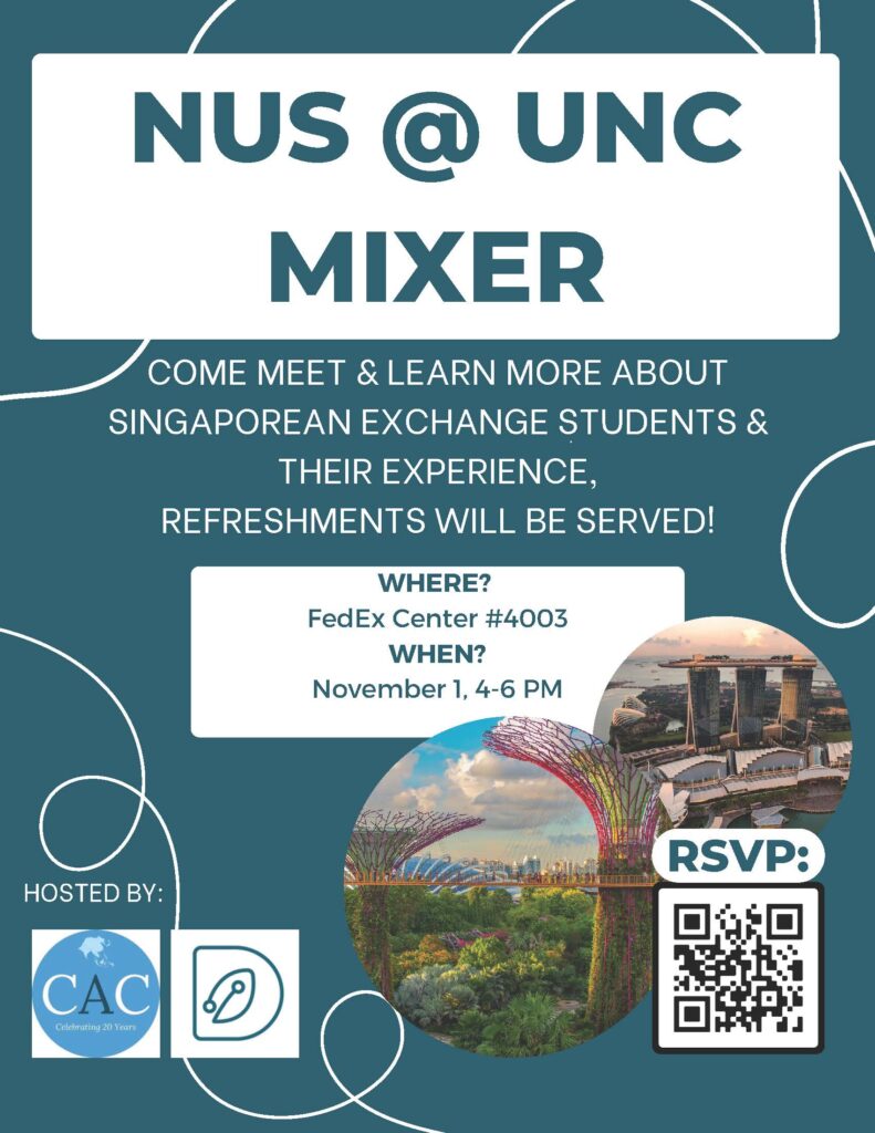 Come meet & learn more about Singaporean exchange students & their experience. Refreshments will be served!