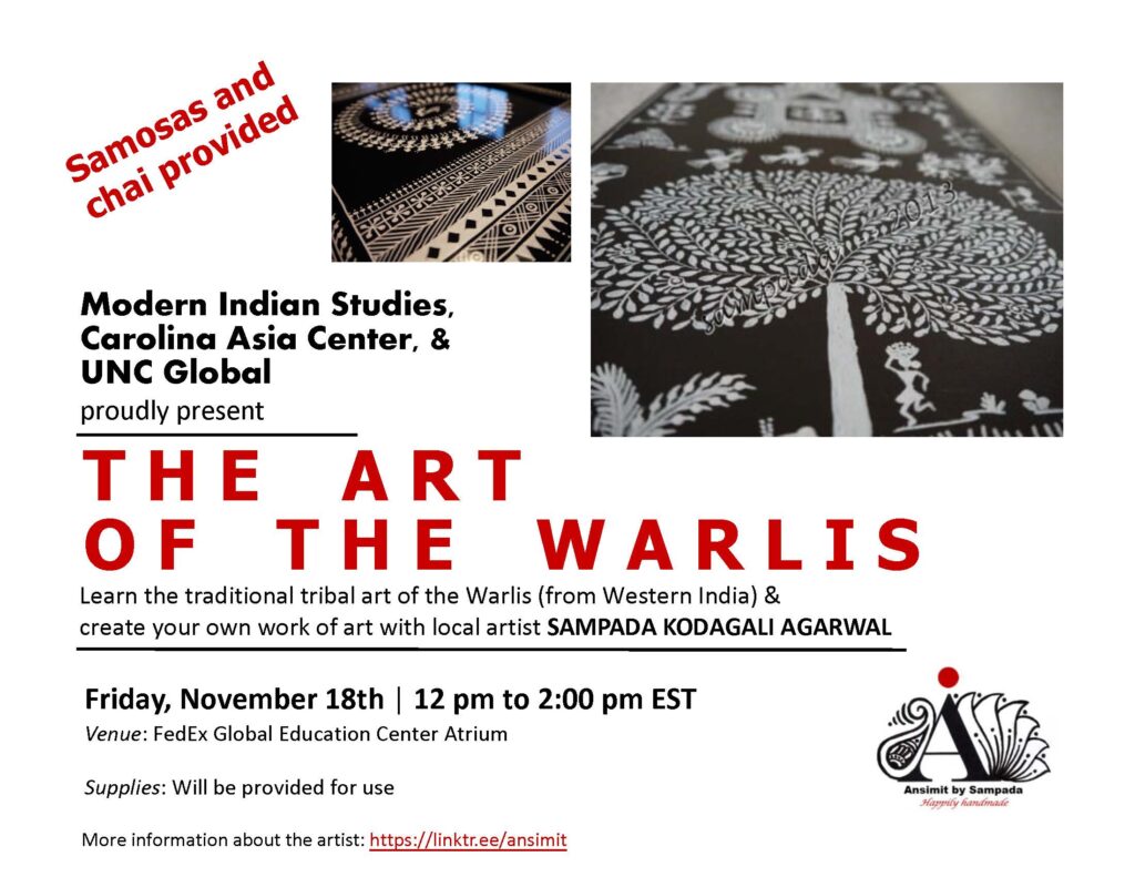 Flyer for upcoming event on the Art of the Warlis with Sampada Kodagali Agarwal
