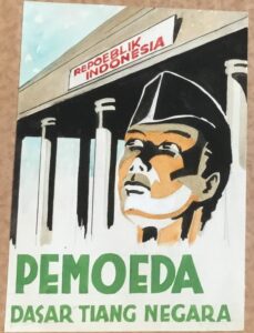 Indonesian propaganda poster reading "Youth, Pillar of the Country"