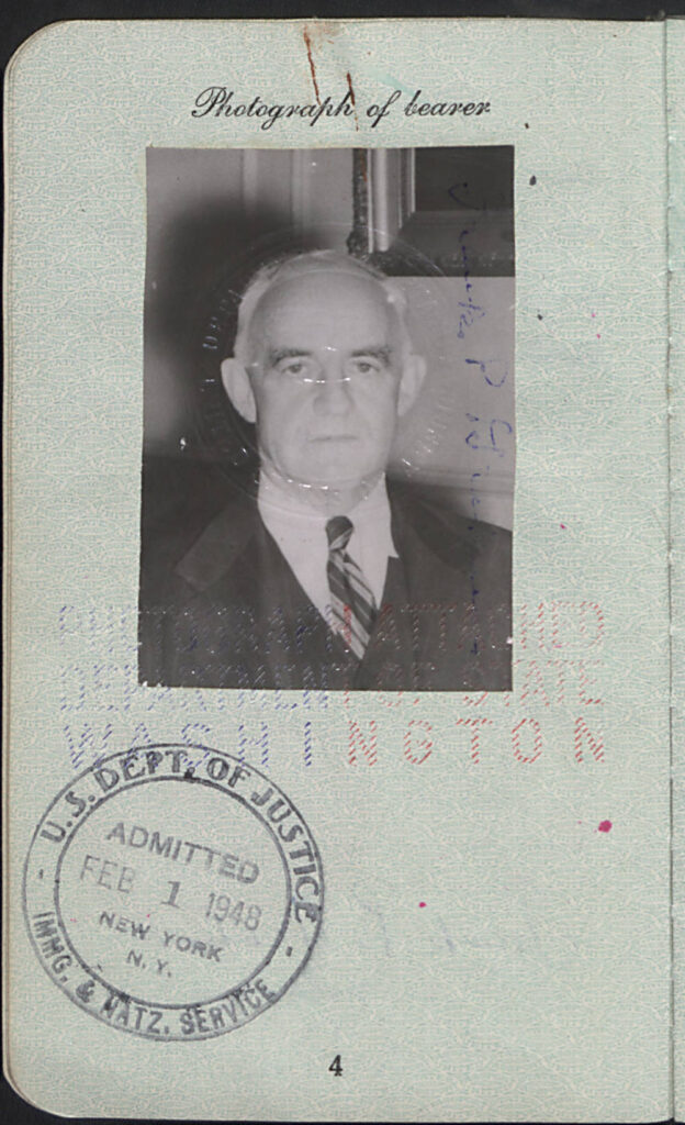 Frank Porter Graham's diplomatic passport from 1947