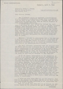 A letter from Indonesian politician Ali Sastroamijoyo to Frank Porter Graham in 1949