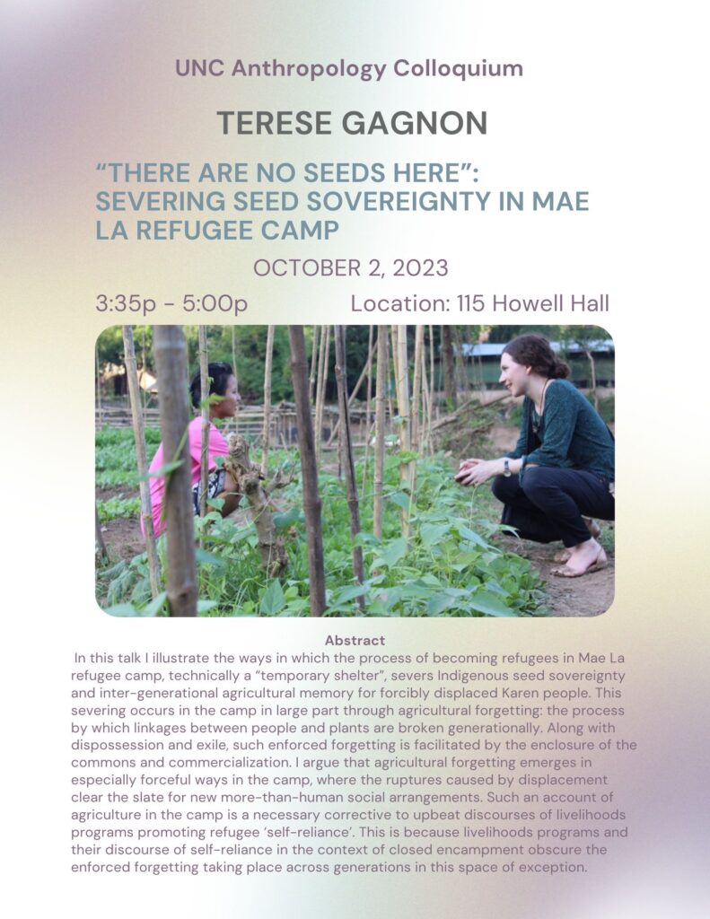 A Flyer for Dr. Terese Gagnon's talk, "There are No Seeds Here"